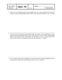 Quiz MA 110-07: Probability Questions