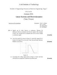 Linear Systems & Electrodynamics Exam - BEng Electronic Engineering, Stage 2