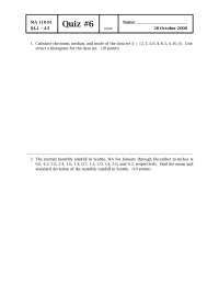 Quiz #6 Solutions for MA 110: Descriptive Statistics