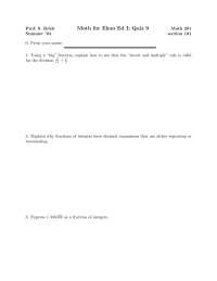 Math Quiz 9 for Elementary Education I by Prof. Brick