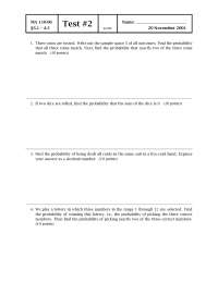 MA 110 Test 2: Probability and Statistics