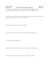 Math 110 Quizzes in Prof. Brick's Finite Mathematics Course, Spring '01