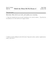 Formulas - Elementary Maths - Exam