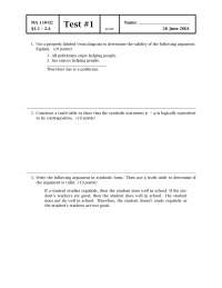 MA 110 Test 1: Logic and Set Theory