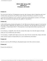 EECS 100B, Midterm 1, Spring 1982 Exam Questions and Solutions