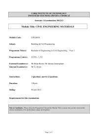 Sieve Analysis - Civil Engineering Materials - Past Exam - Docsity