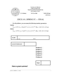 Memory Design - Electrical Engineering and Computer Sciences - Exam