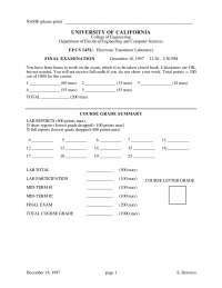 EECS 145L: Electronic Transducer Laboratory Final Exam, University of California