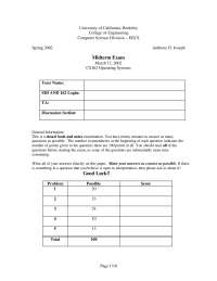 CS162 Operating Systems Midterm Exam, University of California, Berkeley, Spring 2002