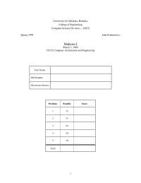 CS152 Midterm I - Computer Architecture and Engineering - Problem Set