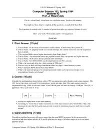 Processor Design - Computer Architecture and Engineering - Exams