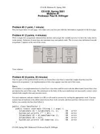 CS 61B, Spring 2001 Midterm 1 - Java Programming Exam