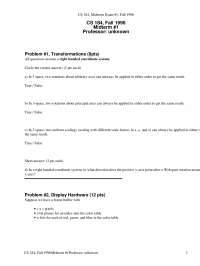 CS 184, Fall 1996 Midterm Exam #1: Topics in Computer Graphics