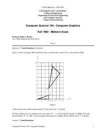 Transformation Matrix - Foundations of Computer Graphics - Exams