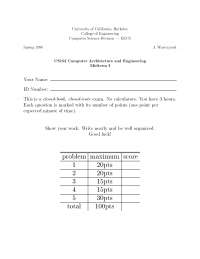 Memory Locations - Computer Architecture and Engineering - Exams