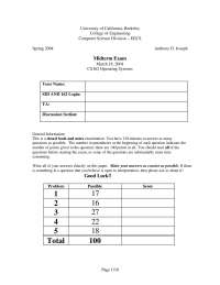 Context Switching - Operating Systems and System Programming - Exams