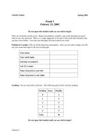 CS61B Exam 1 - Spring 2003 - Problem Set