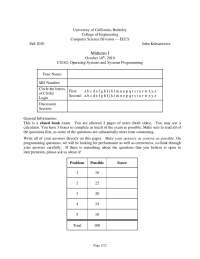 CS162 Midterm I: Operating Systems and Systems Programming Exam