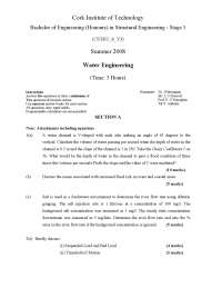Flood Risk in Rivers - Water Engineering - Old Exam Paper