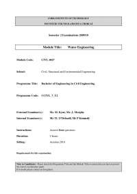 Water Framework Directive - Water Engineering - Old Exam Paper