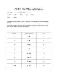 CS61C Midterm 1 Solutions: Fall 2010