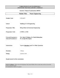 Water Engineering Exam: BEng (Hons) in Structural Engineering, CIVL8023, Autumn 2010