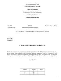 CS 184 Midterm Exam (Fall 1990) - Foundations of Computer Graphics