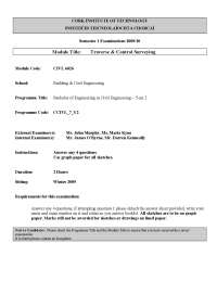 Use of Tacheometry - Traverse and Control Surveying - Old Exam Paper