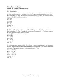 Practice Test on Magnetic Field and Forces - General Physics II | PHSX ...
