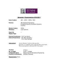 OEE - Lean Systems - Past Exam