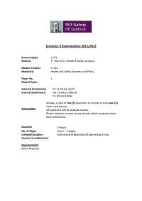 Semester II Examinations 2011/2012: Health and Safety Systems