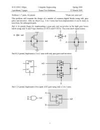 Input XOR Gate - Computer Engineering - Solved Exam - Docsity