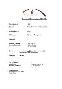 Fixed Location Layout - Operations Management - Past Exam