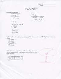 Exam 3 with Answers | College Physics I | PHSX 114 - Docsity