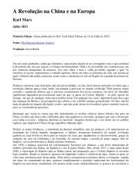 A Revolução na China e na Europa por Karl Marx: A Impacto do Ópio e do Comércio na China