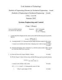 Dead Time - System Engineering and Control - Exam - Docsity