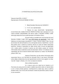 INDEFERIMENTO representação, esfera privada, sem qquer prova, PAULINIA FC, remessa 2PJ, PG 424 13