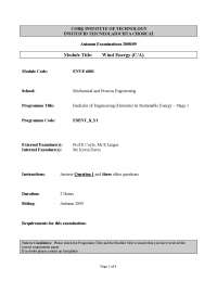 Wind Atlas - Wind Energy - Exam