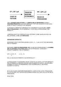 Costi e ricavi - Slides - Economia - Docsity