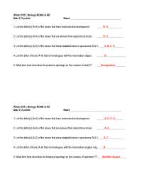 Emargination - Comparative Vertebrate Anatomy - Quiz - Docsity