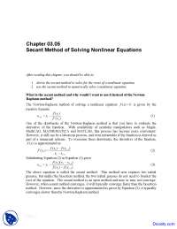 Secant Method - Numerical Analysis - Solved Exam