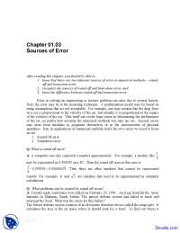 Sources of Error - Numerical Analysis - Solved Exam