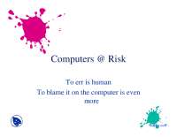 Computers Risk - Computerization and Its Impacts - Lecture Slides
