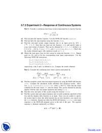 Response of Continuous Systems - Linear Dynamic Systems and Signals - Lab Handout