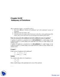 Adequacy of Solutions - Numerical Analysis - Solved Exam