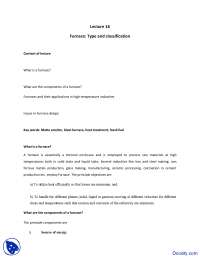 Furnace Type and Classification - Fuel, Furnace and Refractory - Lecture Notes
