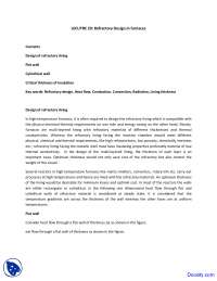 Refractory Design in Furnaces - Fuel, Furnace and Refractory - Lecture Notes