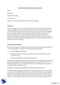 Advances in Continuous Casting of Steel - Steel Making - Lecture Notes