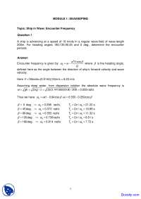 Ship in Wave - Seakeeping and Manoeuvring - Solved Assignment