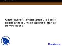 Graph Theory: Lecture No. 8 - Path Covers and Comparability Graphs